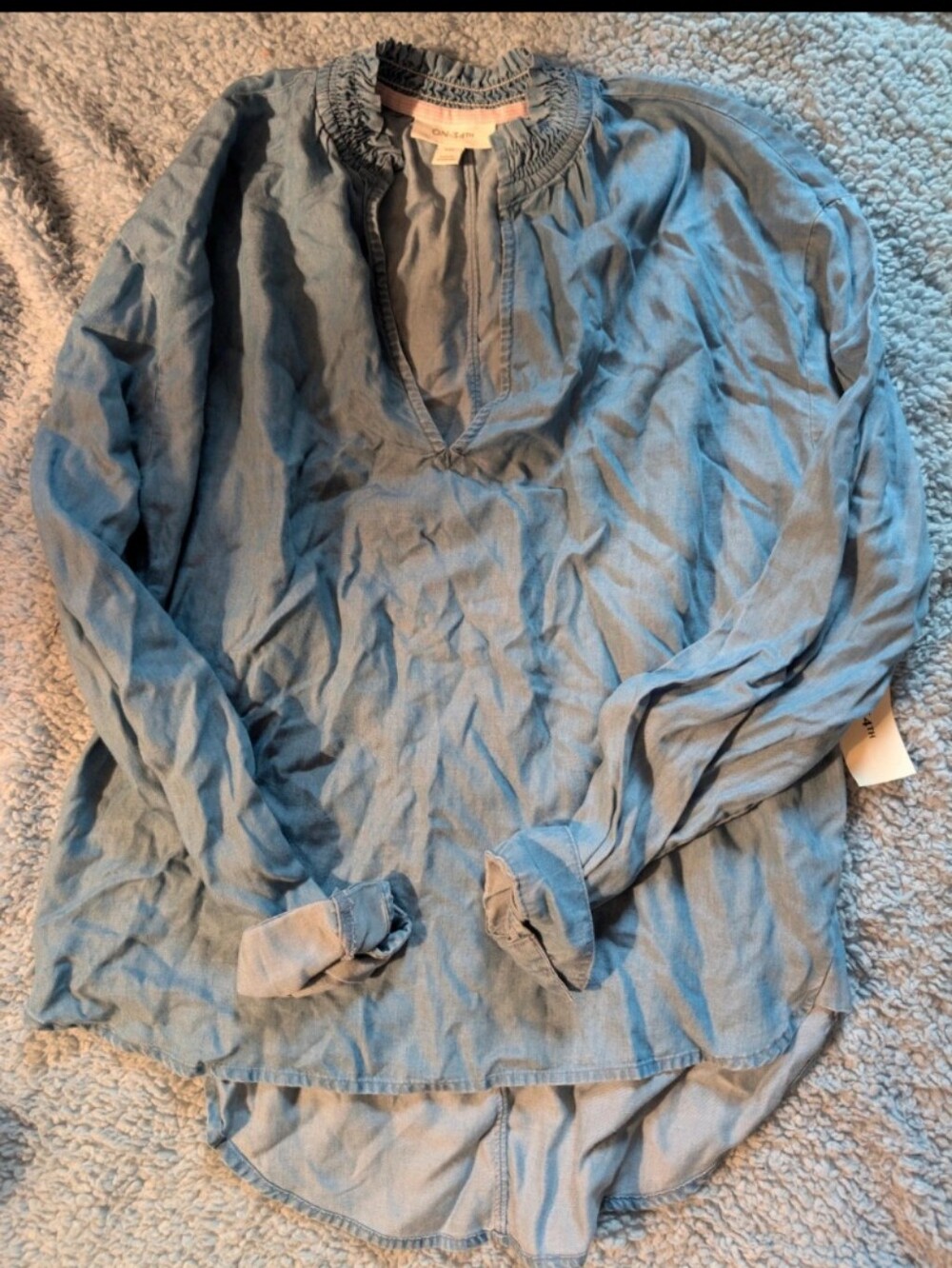 On 34th NWT Light Wash Blue Buttonless Tunic Top